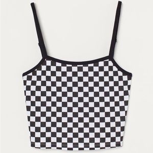 H&M Black and White Checkered Crop Tank